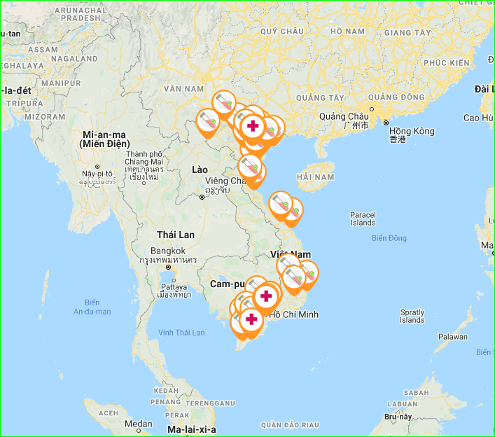 Bản đồ tra cứu các điểm xét nghiệm covid19 đã được Bộ Y tế cho phép trên toàn quốc