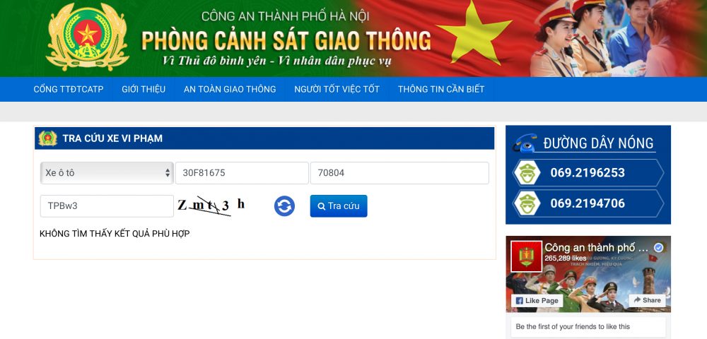Tra cứu xe vi phạm giao thông bị phạt nguội ở Hà Nội